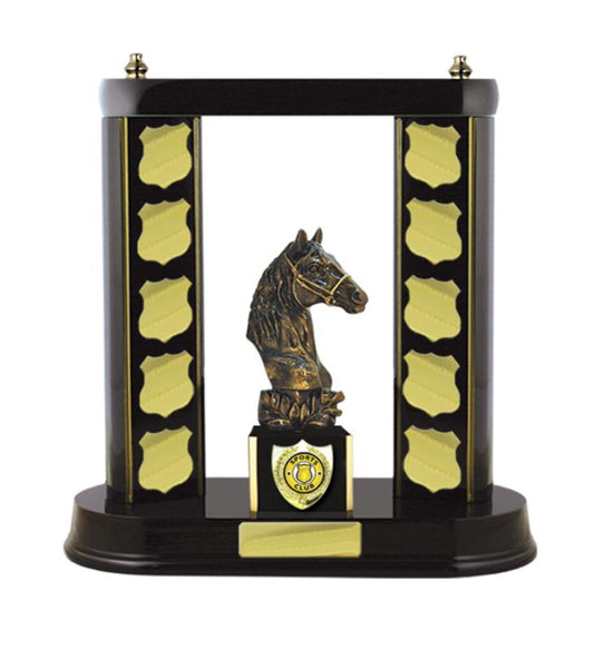 S24-7601DK Timber Buildup Horses 28.8cm