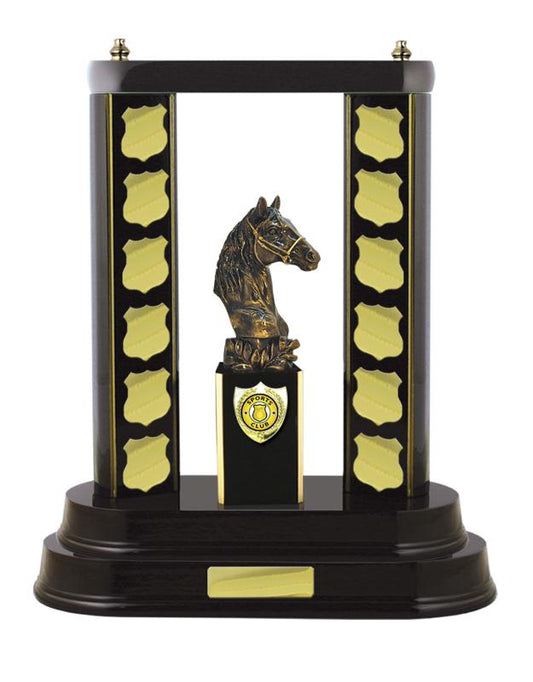 S24-7603DK Timber Buildup Horses 36.8cm
