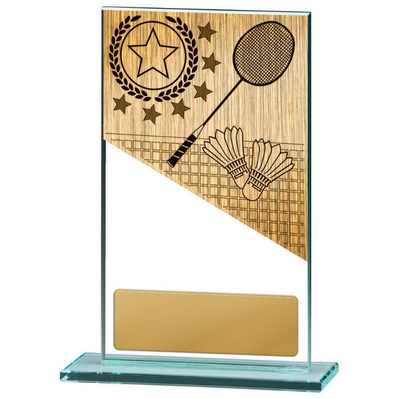W22-10906 Badminton Theme on Glass 17cm