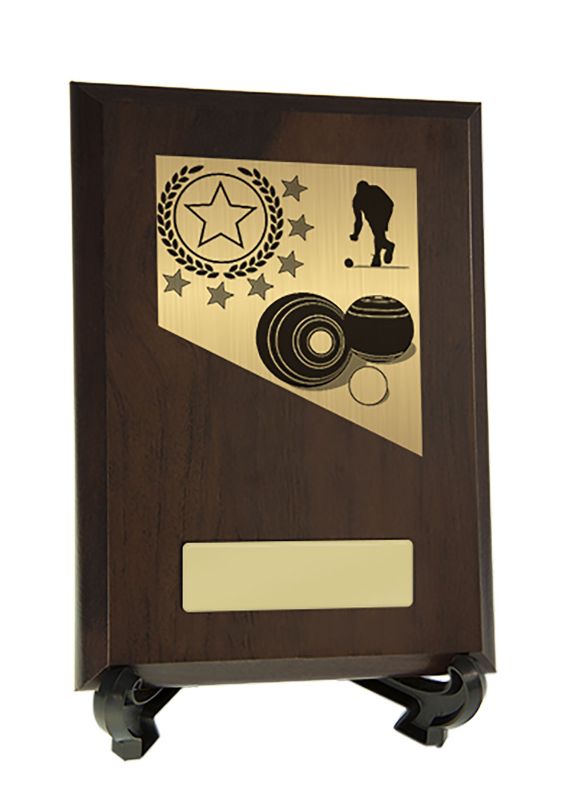 W22-11029 Plaque with Lawn Bowls Trim 17.5cm