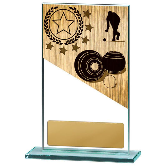 W22-11033 Lawn Bowls Theme on Glass 17cm
