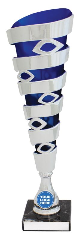 X3559 Silver / Blue Mega Spiral Cup 33cm
