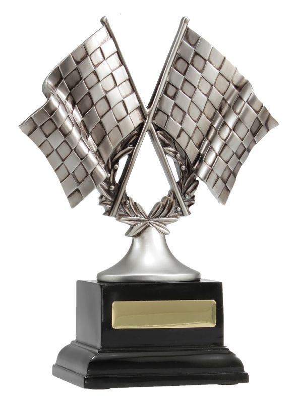 A1077C Motorsport Silver Flags 24cm