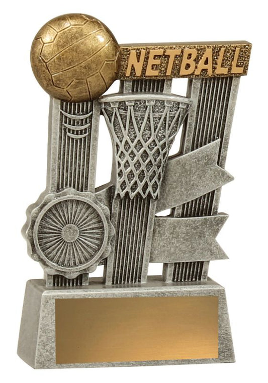A1808B Netball Silver Ribbon 14cm