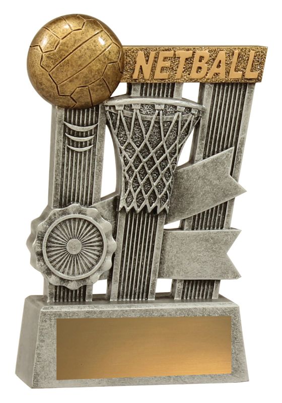 A1808C Netball Silver Ribbon 17cm – Trophy Shop