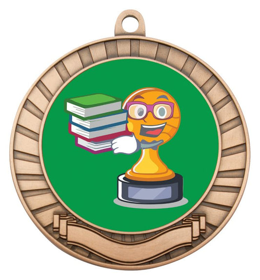 ASE203B Eco Scroll Medal Academic Character Bronze 7cm