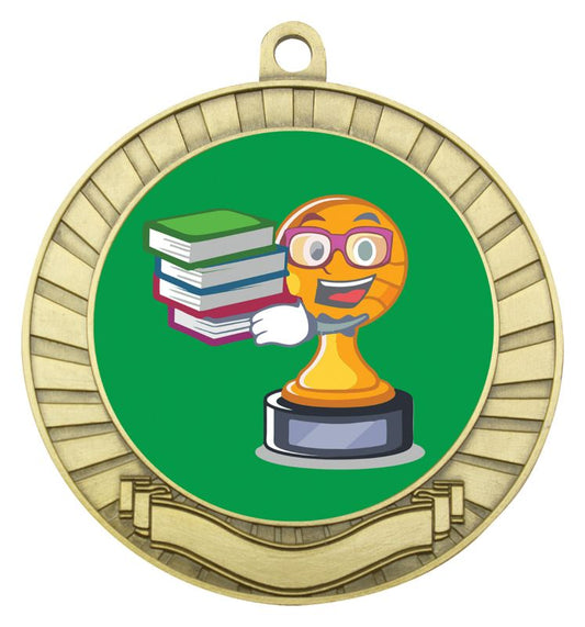 ASE203G Eco Scroll Medal Academic Character Gold 7cm
