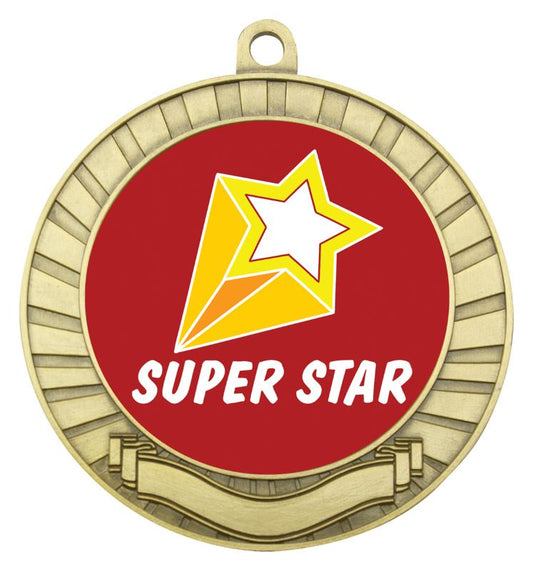 ASE205G Eco Scroll Medal Super Star Gold 7cm