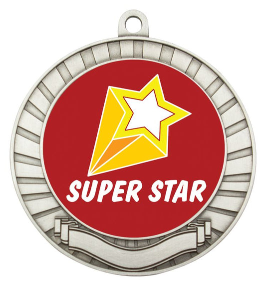 ASE205S Eco Scroll Medal Super Star Silver 7cm