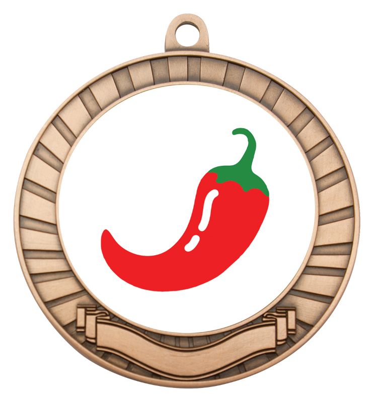 ASE208B Eco Scroll Medal Chilli Bronze 7cm