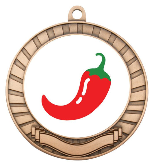 ASE208B Eco Scroll Medal Chilli Bronze 7cm