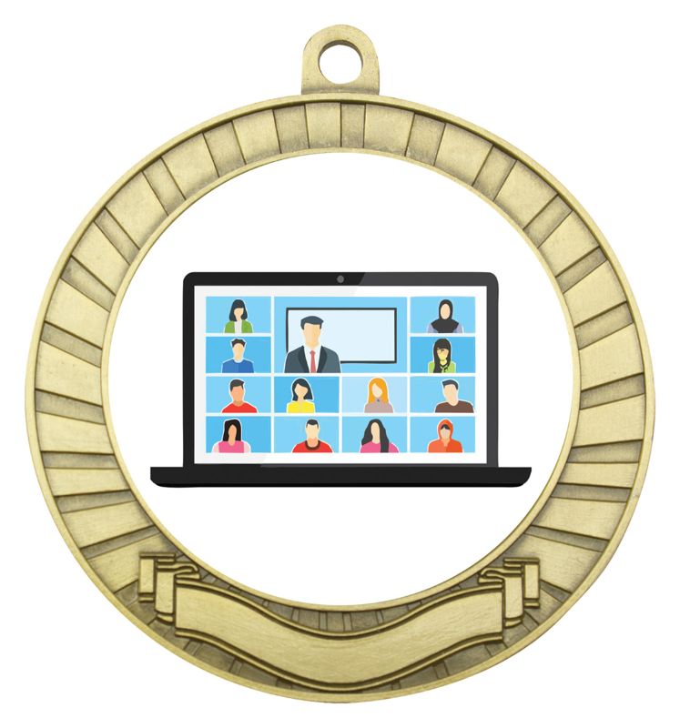 ASE215G Eco Scroll Medal Laptop Master Gold 7cm