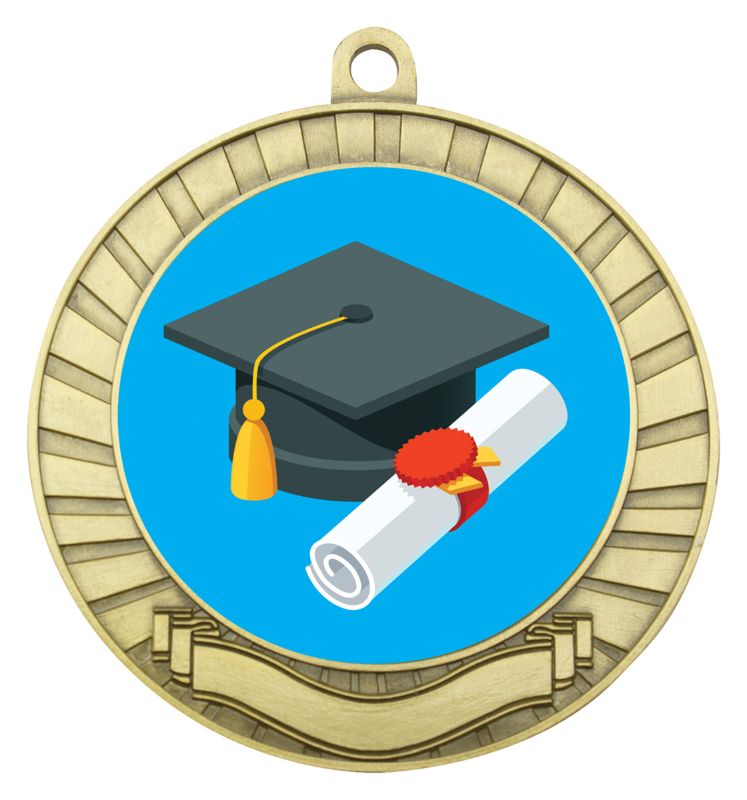 ASE221G Eco Scroll Medal Graduate Gold 7cm
