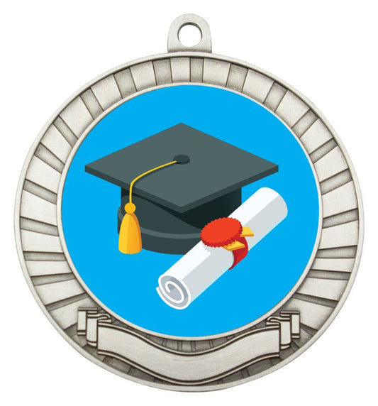 ASE221S Eco Scroll Medal Graduate Silver 7cm