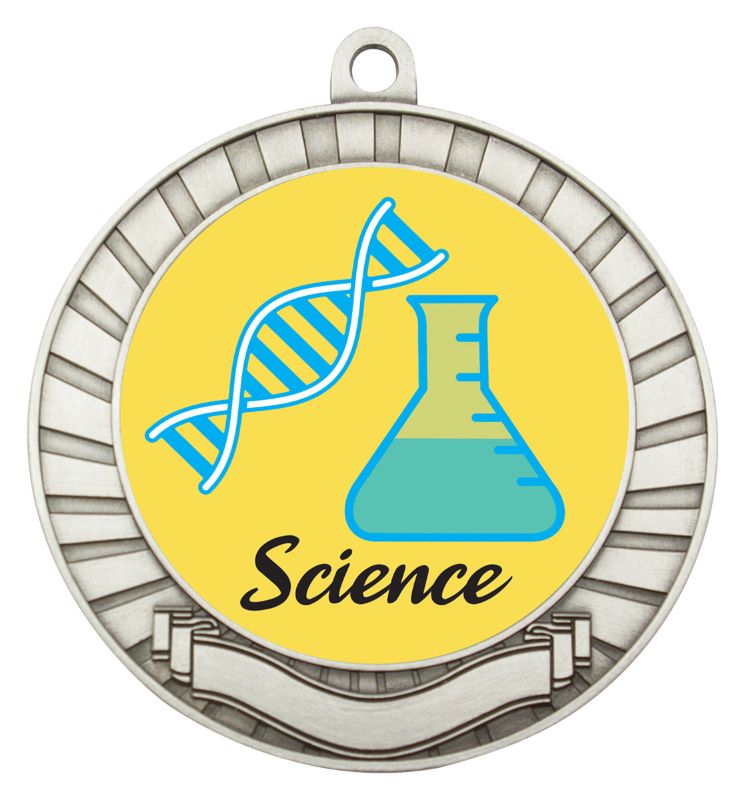 ASE225S Eco Scroll Medal Science Silver 7cm