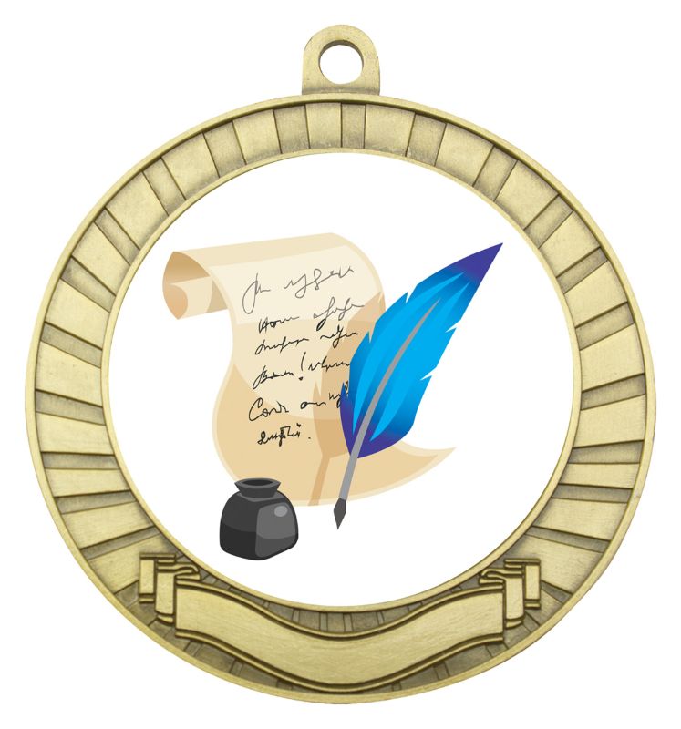 ASE226G Eco Scroll Medal Knowledge Gold 7cm