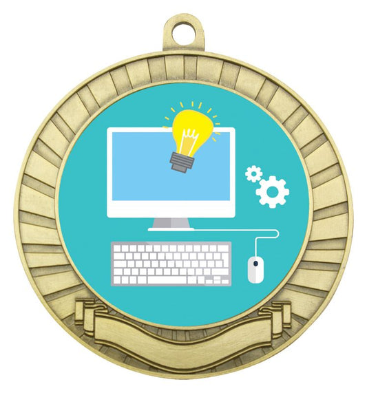 ASE227G Eco Scroll Medal IT Gold 7cm