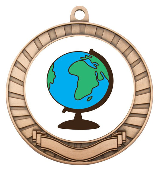 ASE229B Eco Scroll Medal The Globe Bronze 7cm