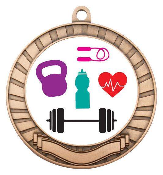 ASE232B Eco Scroll Medal Fitness Bronze 7cm