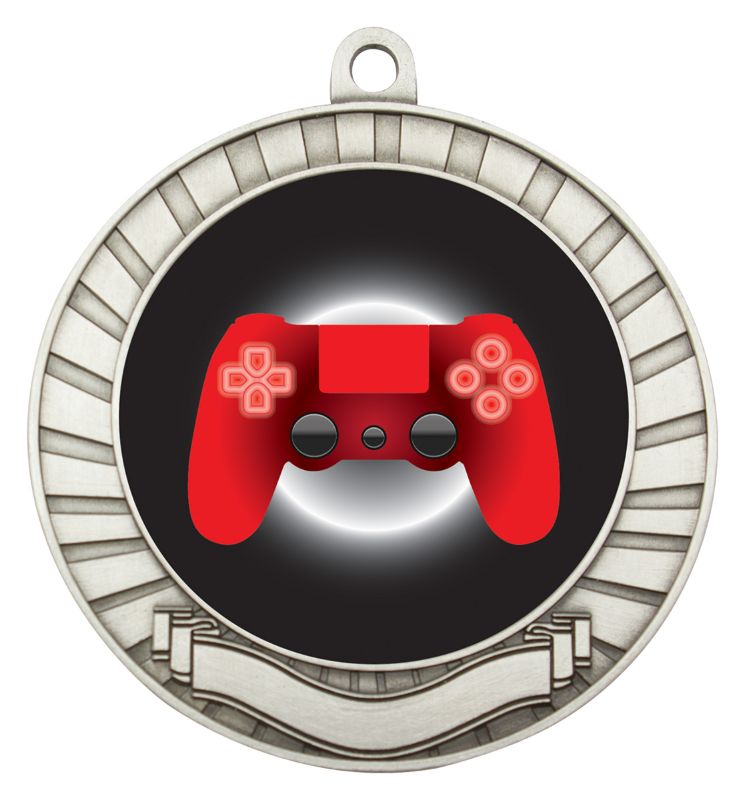 ASE234S Eco Scroll Medal Gaming Silver 7cm