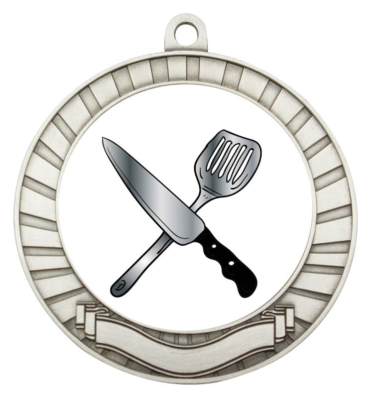 ASE238S Eco Scroll Medal Cooking Silver 7cm
