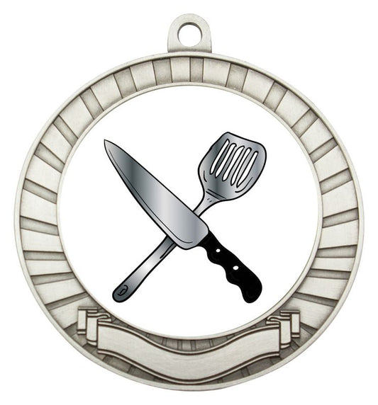 ASE238S Eco Scroll Medal Cooking Silver 7cm