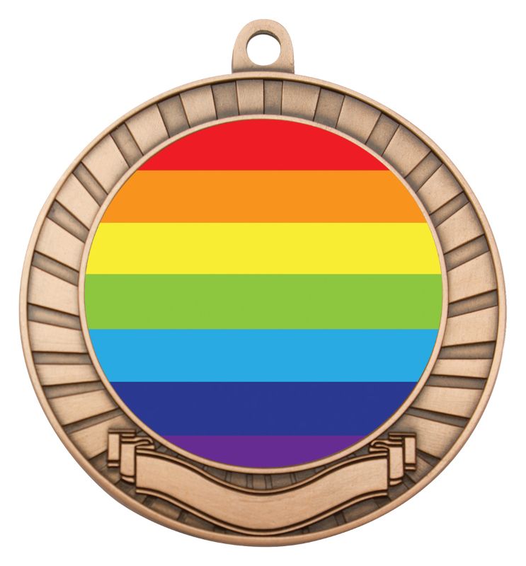 ASE241B Eco Scroll Medal Rainbow Bronze 7cm
