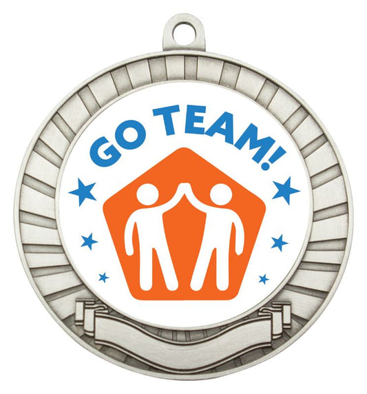 ASE244S Eco Scroll Medal Teamwork Silver 7cm
