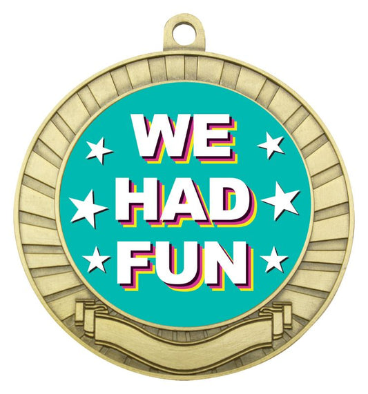 ASE245G Eco Scroll Medal We Had Fun Gold 7cm