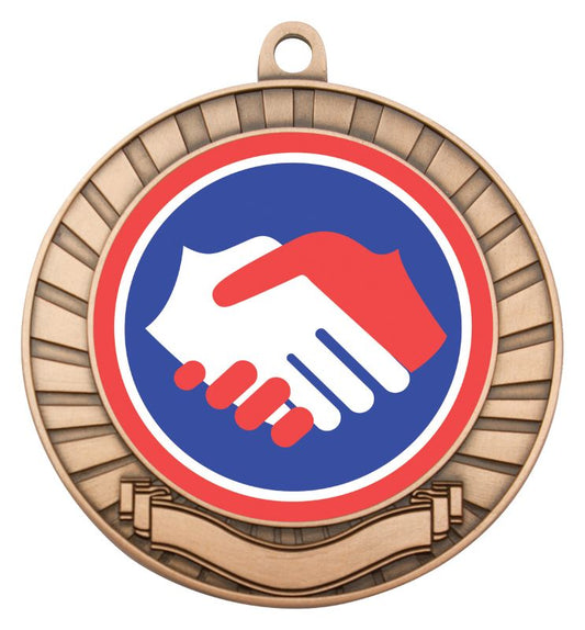 ASE246B Eco Scroll Medal Handshake Bronze 7cm
