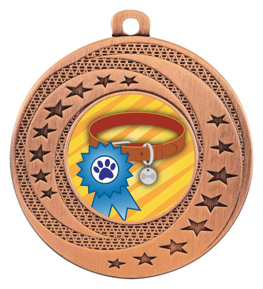 ASW167B Wayfare Medal Dog Ribbon & Collar Bronze 5cm