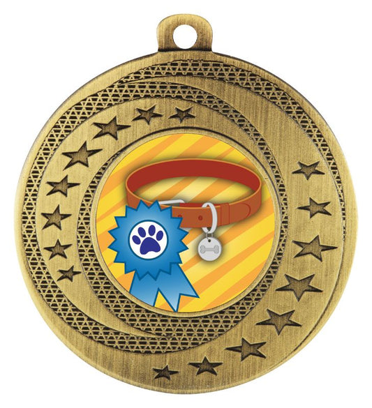 ASW167G Wayfare Medal Dog Ribbon & Collar Gold 5cm