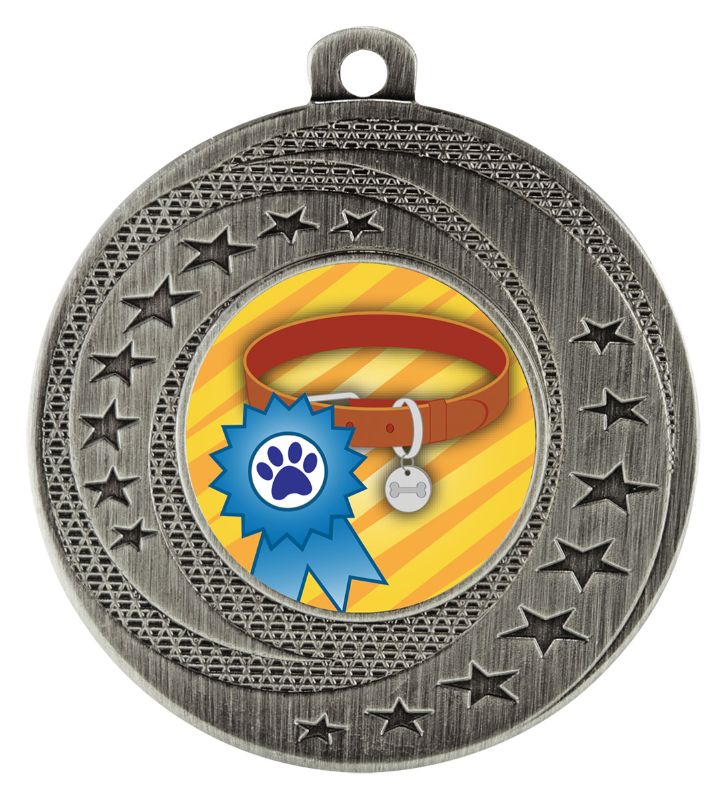 ASW167S Wayfare Medal Dog Ribbon & Collar Silver 5cm – Trophy Shop
