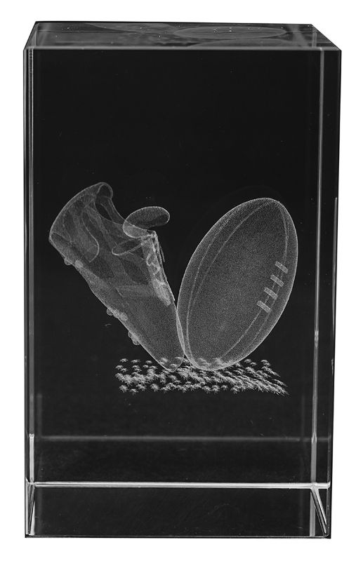 CB813 Rugby Crystal Block 8cm