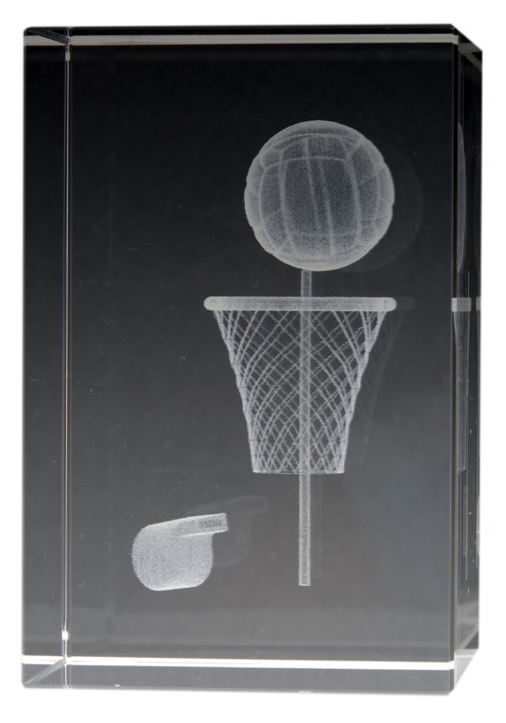 CB891 Netball Crystal Block 8cm