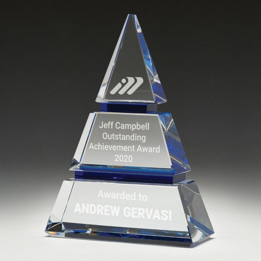 CY193 Phoenix Crystal Blue Pyramid Award 19.5cm