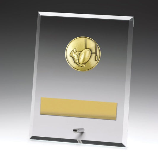 DY113C Glass Plaque Rugby 20cm