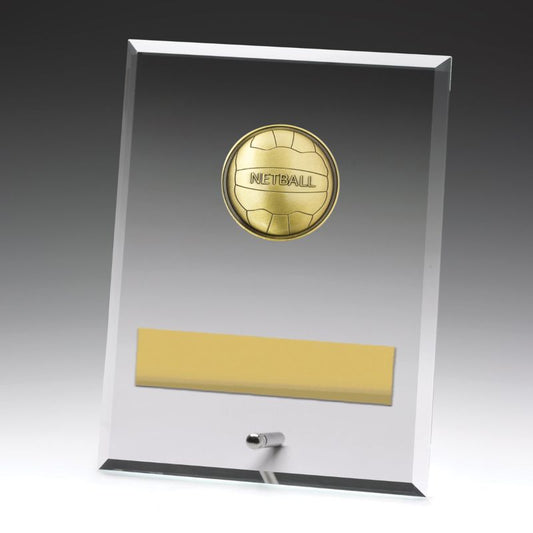 DY191C Glass Plaque Netball 20cm