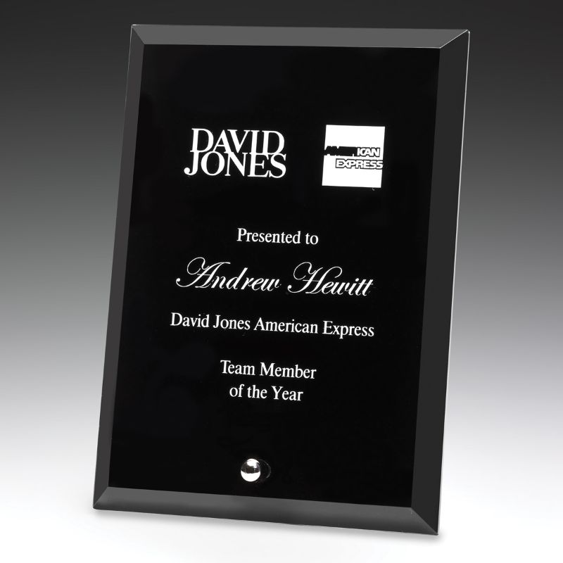 DY70B Prime Glass Plaque Black 17.5cm