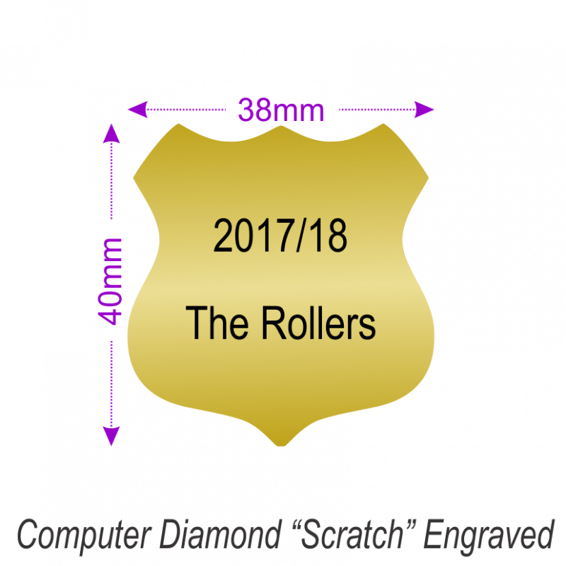 S9G Gold 38mmx40mm Engraved Aluminium Metal Shield