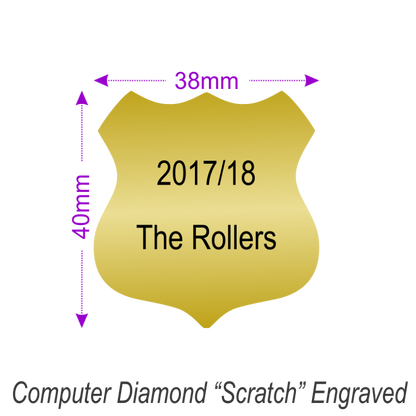 S9G Gold 38mmx40mm Engraved Aluminium Metal Shield