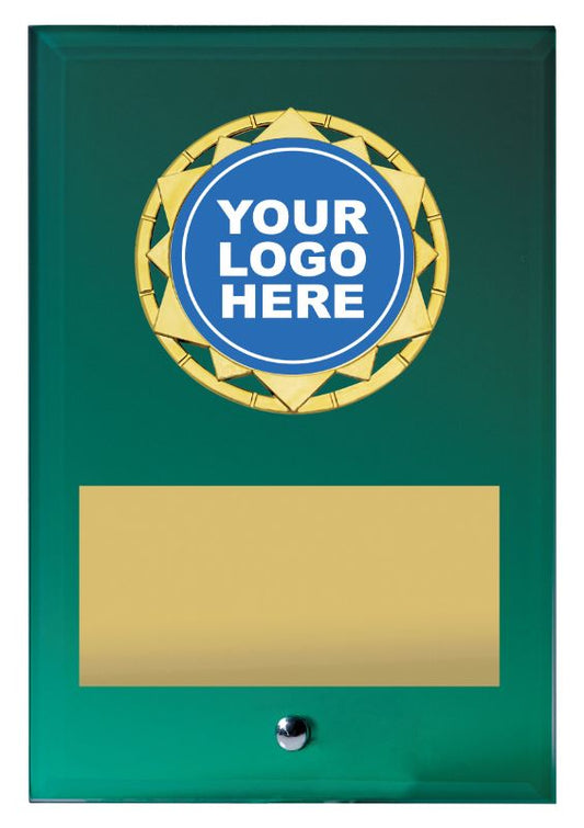 GA04/2A Star Green Glass Plaque 15cm