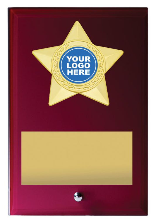 GA06/2A Star Red Glass Plaque 15cm
