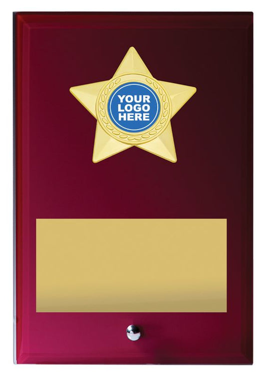 GA06/2B Star Red Glass Plaque 17.5cm