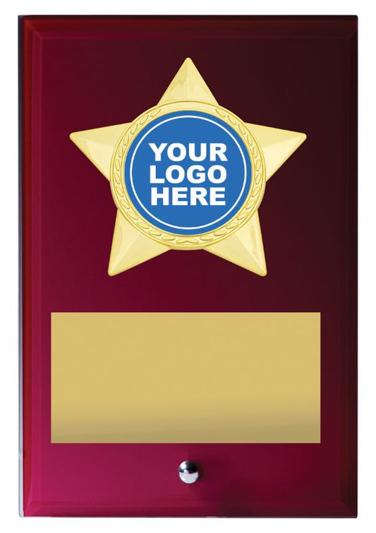 GA06/2C Star Red Glass Plaque 20cm