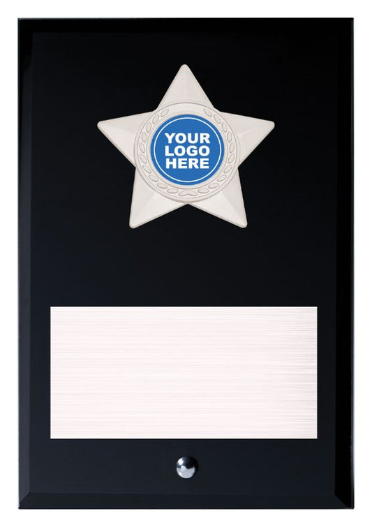 GA07/2B Star Black Glass Plaque 17.5cm