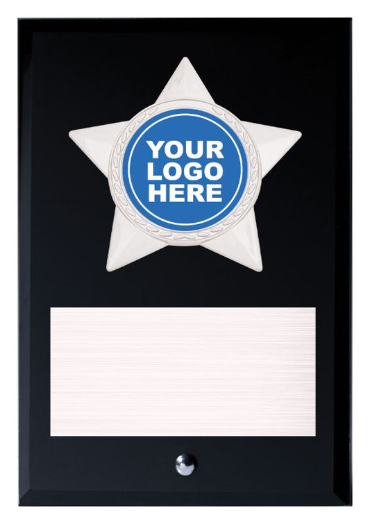 GA07/2C Star Black Glass Plaque 20cm
