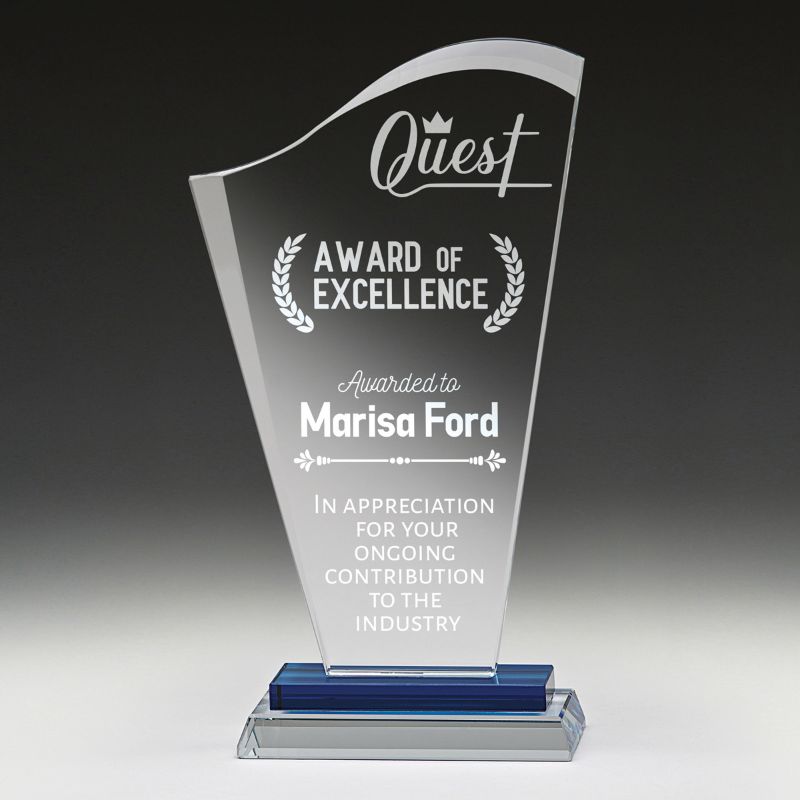 GB385S Blue Sunrise Glass Award 20.5cm
