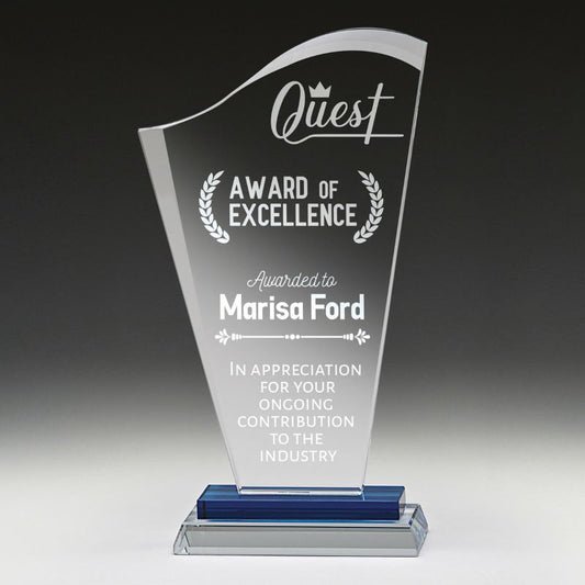 GB385S Blue Sunrise Glass Award 20.5cm