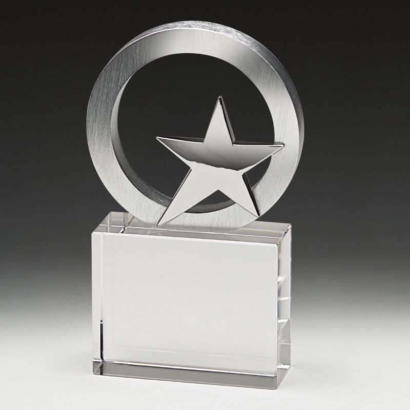 GS205A Crystal & Chrome Eclipse Star Award 14.5cm